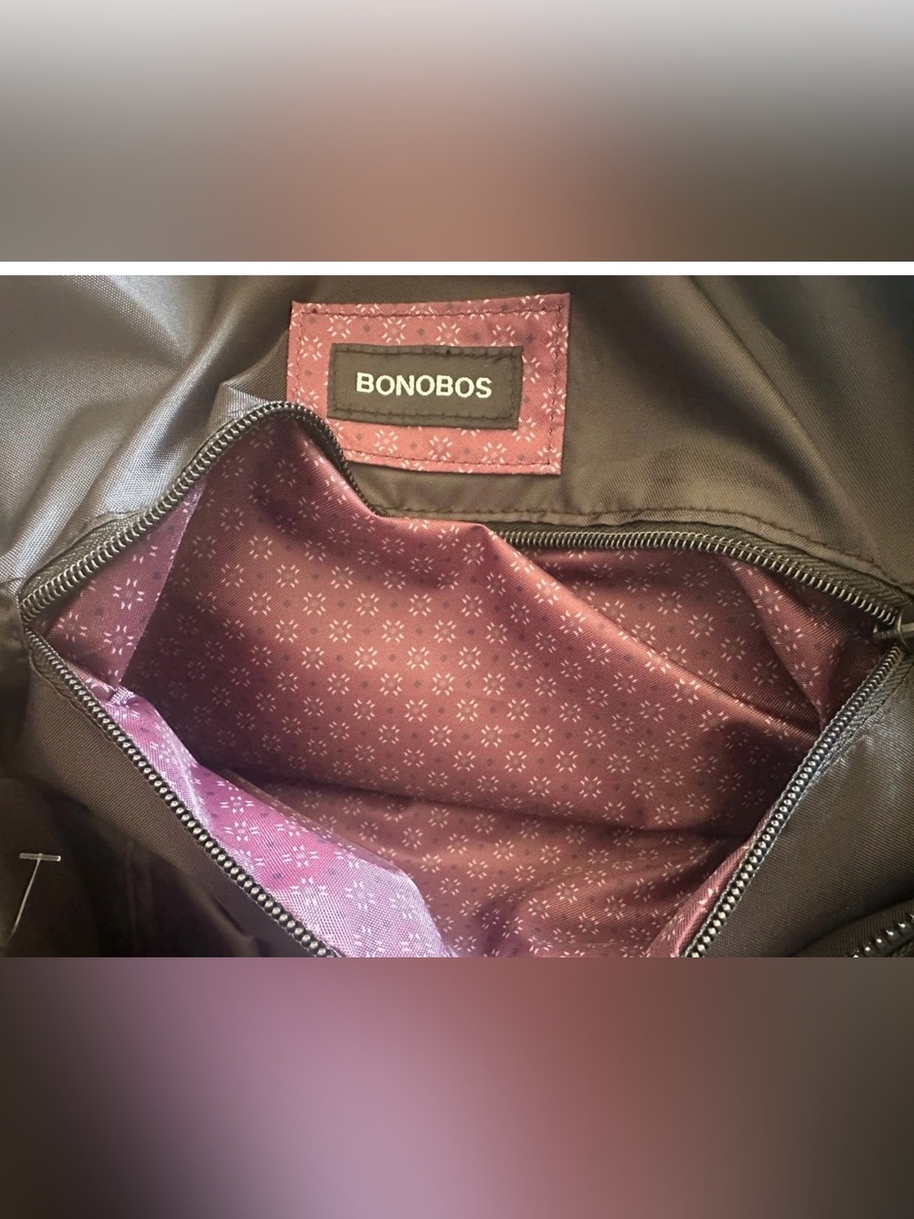 Bonobos~Black Ballistic Nylon Duffle Bag w/ Leather Accents-Adjustable
Strap~NWT - Picture 7 of 16
